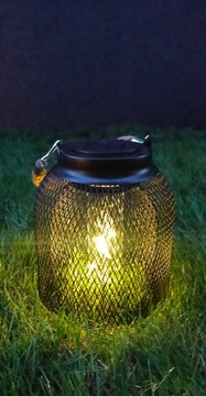 LAMPION METALOWY SOLARNY LAMPA WISZĄCA LAMPKA OGRODOWA LATARNIA CZARNA LED