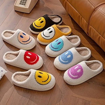 KAPCIE DAMSKIE MĘSKIE ZIMOWE SMILEY CIEPŁE KLAPKI SMILE MINKA UŚMIECH 41-42