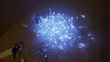 Lampki 300 LED przezroczyste KURTYNA białe zimne