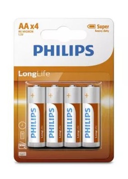 Philips Longlife Baterie AA R6 R06 1,5V cynkowe x4