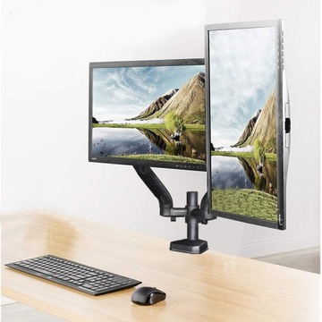 Gazowy UCHWYT Wieszak na dwa Monitory VESA 10-32'' 2x USB 3.0