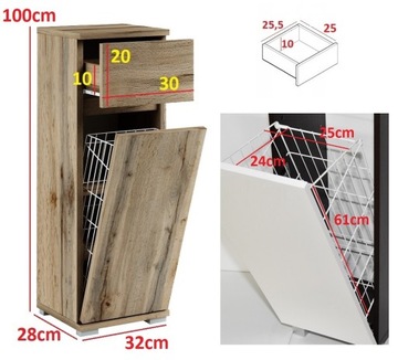 096-011 Шкаф для ванной 32/100 + КОРЗИНА - БЕЛЫЙ