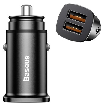 Автомобильное зарядное устройство BASEUS 2x USB QC 3.0 Quick Charge 3.0 со светодиодной подсветкой, 30 Вт