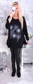 МОДНАЯ ЧЕРНАЯ ТУНИКА, РАЗБОЙ ПО БОКАМ, ДЖИНСЫ 626А