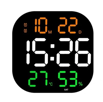ZEGAR ŚCIENNY LED ELEKTRONICZNY KWADRAT Z PILOTEM