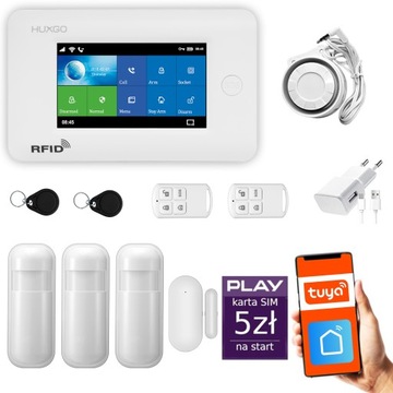 Alarm bezprzewodowy GSM + WiFi z aplikacją TUYA, HUXGO HXA006