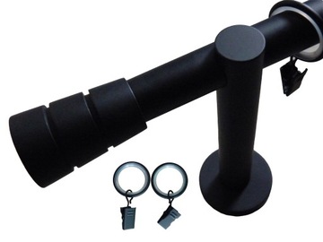 KARNISZ+CICHE KÓŁKA CZARNY MAT 19MM 220 CM POJED