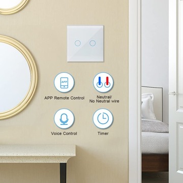 Интеллектуальный сенсорный выключатель освещения Smart WiFi DUAL - Ketotek KTSS2NU