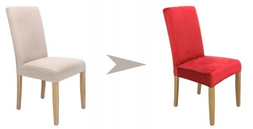 ZESTAW 4SZT. POKROWCE POKROWIEC NA KRZESŁO CZERWONY WELUR ELASTCZYNY GRUBY