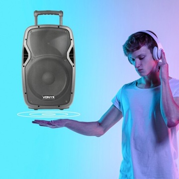 Мобильная звуковая система 12 дюймов, 600 Вт, 2 микрофона УВЧ, USB BT