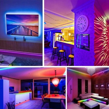 TAŚMA LED KOLOROWA OŚWIETLANIE 5050 RGB 5m + PILOT