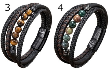 Bransoletka LAWA CZARNA brąz z GRAWEREM ELEGANCKA