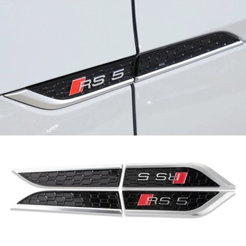 1 пара эмблем ABS RS5, боковая наклейка, накладка на бампер, наклейка на крыло, значок для Audi