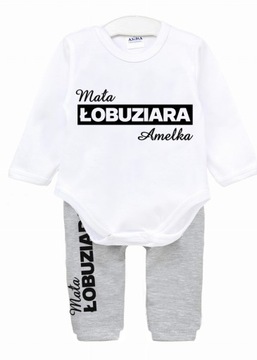 Komplet body spodnie Mała ŁOBUZIARA IMIĘ 62