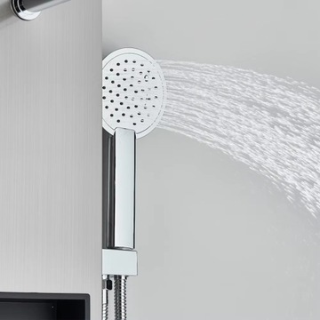 Panel Prysznicowy Prysznic Srebrny Deszczownica Hydromasaż Z Półką