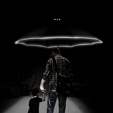 ВЕТРОЗАЩИТНЫЙ СКЛАДНОЙ ЗОНТ, ПЕРЕВЕРНУТЫЙ ЗОНТ СО СВЕТООТРАЖАЮЩЕЙ ПОЛОСОЙ