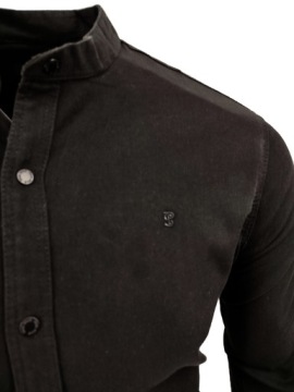 ЧЕРНАЯ МУЖСКАЯ РУБАШКА С ВОРОТНИКОМ СТОЙКА PAUL STAR 3608 РАЗМЕР: XL 43/44