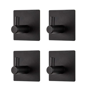 1x вешалка для ванной, самоклеящийся крючок, черная