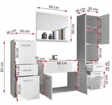 Комплект мебели для ванной комнаты 60 ETNA 5 элементов