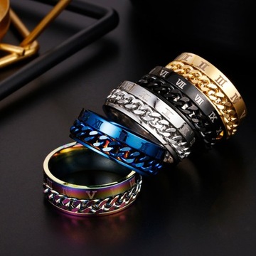 КОЛЬЦО С ВРАЩАЮЩЕЙСЯ ЦЕПЬЮ, РИМСКИЕ ЦИФРЫ