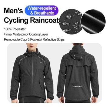 INBIKE Cycling Rain Jackets Men with Hooded Waterproof Bicycle Jackets MTB