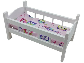 ŁÓŻECZKO DREWNIANE BIAŁE dla lalek +POŚCIEL