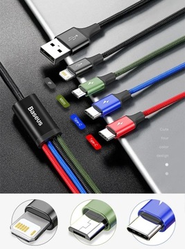 КАБЕЛЬ BASEUS 4 В 1 2XUSB TYPE C LIGHTNING MICRO БЫСТРАЯ ЗАРЯДКА 1,2 М