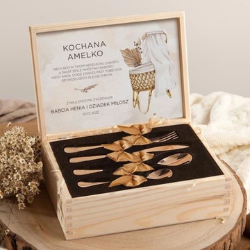 ДЕТСКИЕ СТОЛОВЫЕ ПРИБОРЫ Сувенир на Крещение ИМЯ Колыбель