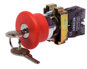 КНОПКА ПРЕДОХРАНИТЕЛЯ МЕТАЛЛИЧЕСКАЯ ГРИБКОВАЯ С КЛЮЧОМ