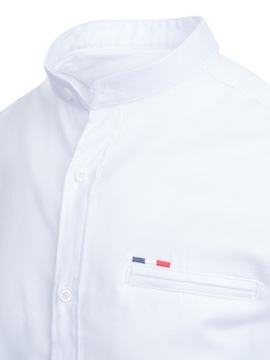 Мужская белая рубашка SLIM STRUCTURE с воротником стойкой - XXL