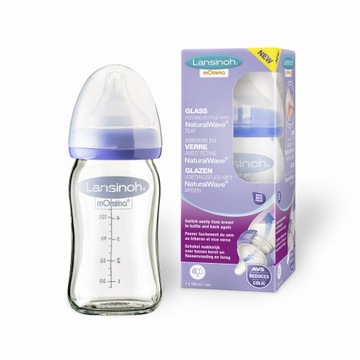 Lansinoh Butelka szklana 160ml ze smoczkiem S