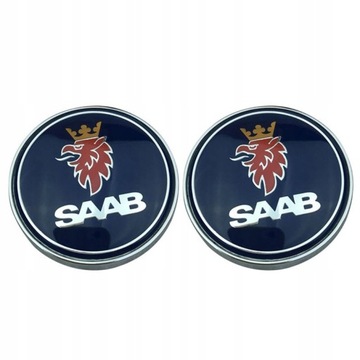 2 SZT EMBLEMAT LOGO ZNACZEK SAAB 68mm