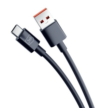 Черный силиконовый кабель USB-A — C, 60 Вт, 3 А, 1,2 м — 3 мк, Hyper Cable
