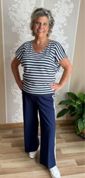 MINOUU BLOODY DRESS PANTS с полосками темно-синий р.М.