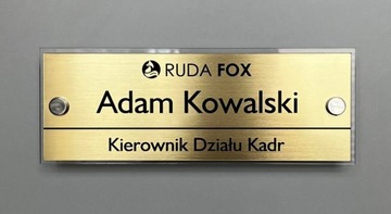 TABLICZKA na pleksi i dystansach prezes dyrektor KIEROWNIK DZIAŁU 20x7 cm