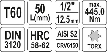 YATO — TORX L-КЛЮЧ 1/2