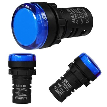 LAMPKA KONTROLKA STEROWNICZA LED 24V 22MM NIEBIESK