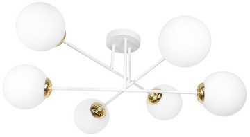 LAMPA WISZĄCA SUFITOWA ŻYRANDOL ZŁOTA BIAŁA KULE