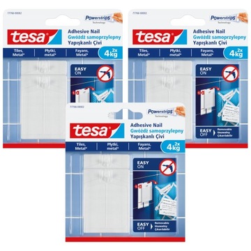 TESA Gwóźdź samoprzylepny do płytek metalu 4kg x 3