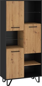 meble BIP 11 regał 3D czarny / dąb artisan