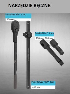 Klucze Nasadowe Udarowe 3/4'' 6-Kąt 17-50mm Walizka metalowa