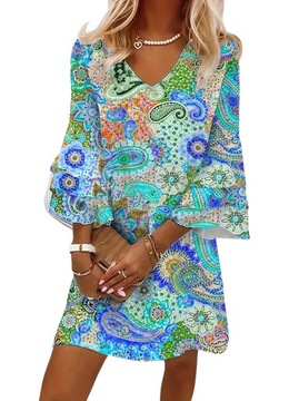 Vzorované šaty lichobežníkového strihu energizujúce farby paisley