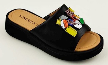 VINCEZA Klapki Eleganckie Czarne 66623 r. 41
