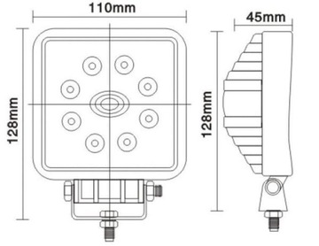 Квадратная рабочая лампа 8 светодиод, 24W 1920 LM
