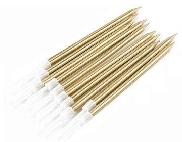 СВЕЧИ НА РОЖДЕНИЕ УКРАШЕНИЕ ТОРТА ДЛИННЫЕ ПРЯМЫЕ ЗОЛОТЫЕ 10x