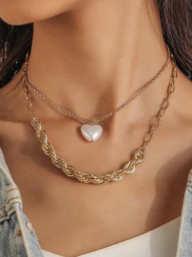Naszyjnik złoty choker łańcuch z sercem 2 w 1