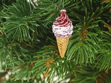 СТЕКЛЯННАЯ безделушка елочная игрушка ЛЕД ЛЕД КОНУС с посыпкой Рождество