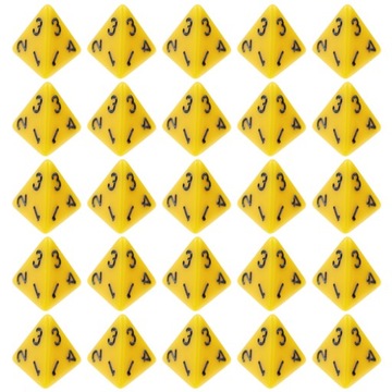 ZESTAW 25 KOSTEK K4 RPG ŻÓŁTA KOŚĆ CZTEROŚCIENNA