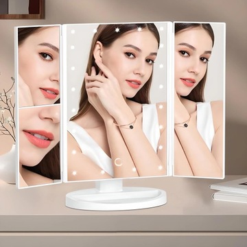 Складное косметическое зеркало с подсветкой для макияжа LED 22 светодиода