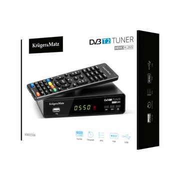 KrugerMatz H.265 HEVC DVB-T2 тюнер, декодер, кабель HDMI